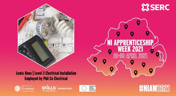 Lewis Knox, 20, Newtownards, Level 3 Electrical Installation Apprentice, details how SERC is helping him achieve the qualifications he needs to become a qualified professional in his field of interest – electrical installation.  